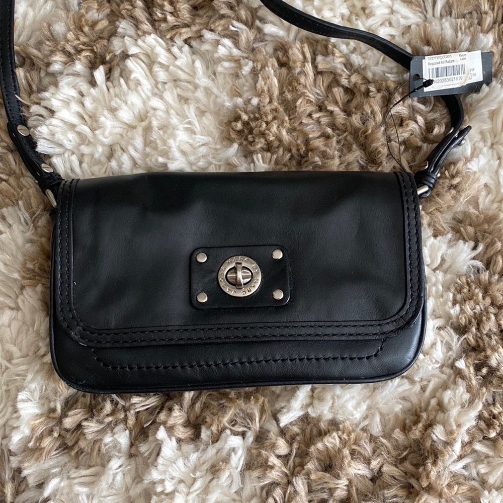 Marc by Marc Jacobs Black Leather Turn Lock Crossbody Bag